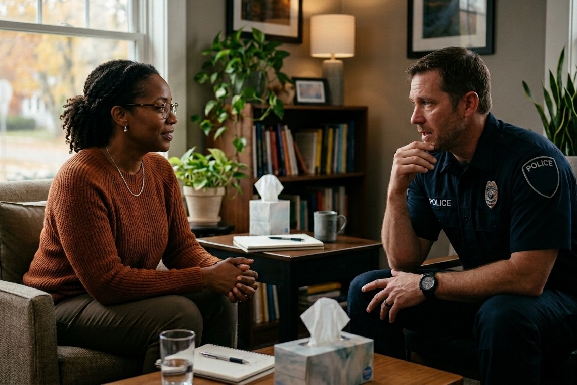 Counselor, warmly, safely holding the stories of a law enforcement officer be the best officer they can be.