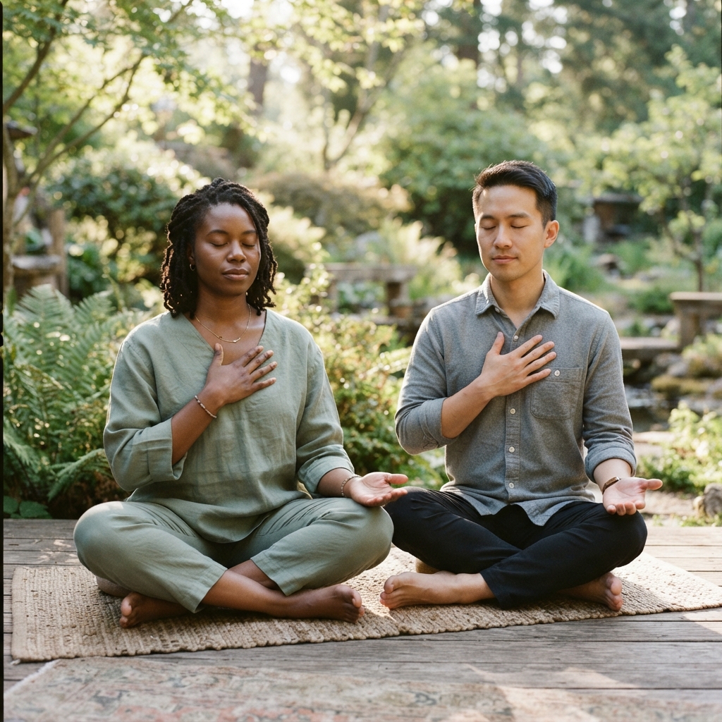 Two people journeying through the spirit of grief in support of each other.