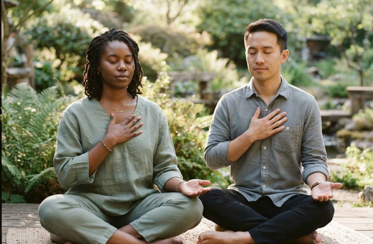 Two people journeying through the spirit of grief in support of each other.